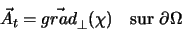 \begin{displaymath}
\vec A_{t} = \vec{grad}_{\perp}(\chi) \quad \textrm{sur $\partial \Omega$}
\end{displaymath}